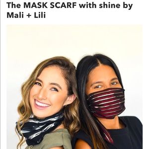 MALI + LILI Black Shimmer Stripe Mask Scarf NWT
